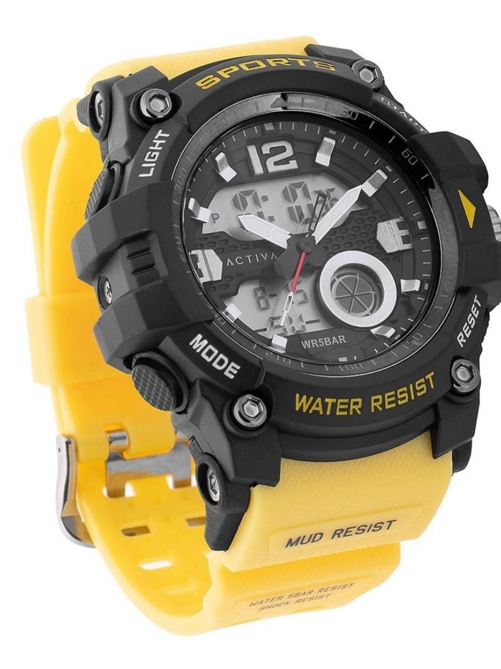 Activa Men's Yellow Sports Water-Resistant Digital Analog Watch